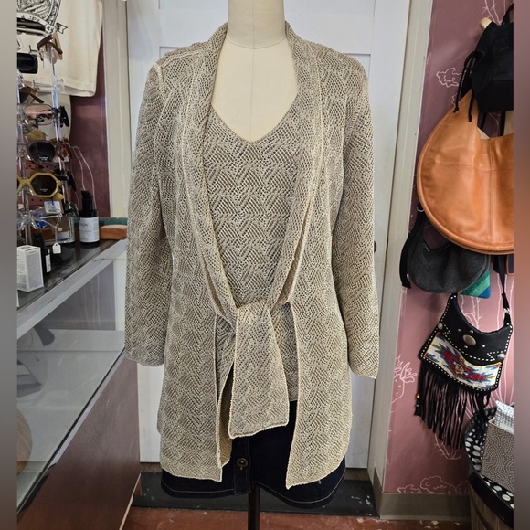 Nic and Zoe crochet tank and cardigan set silk and rayon blend. Large - Picture 1 of 16